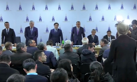 Прессо-конференция по Ташкент-Сити, 31 января. Фото - скан с видео узбекской службы Би--би-си