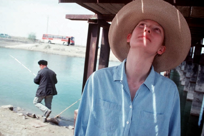Британская актриса Тильда Свинтон на съемках фильма «Орландо», Хива, 1992